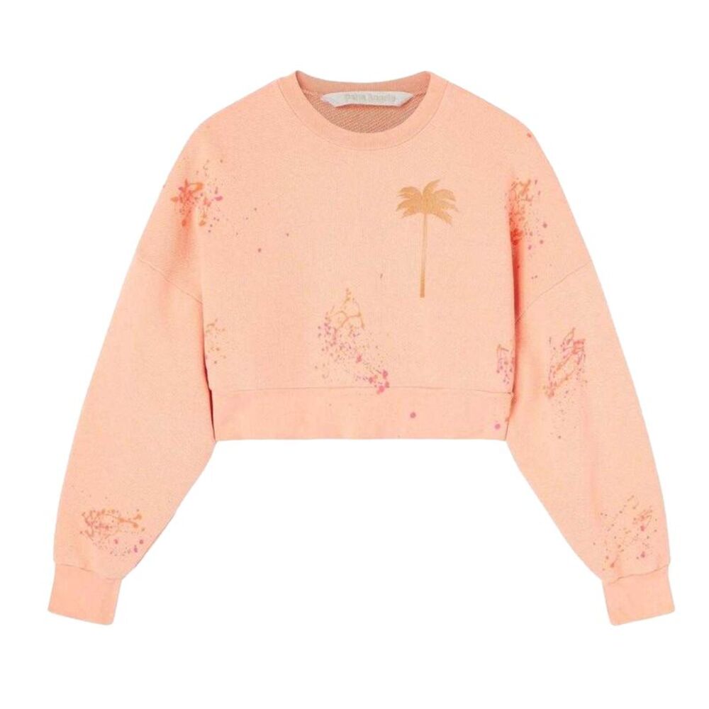Palm Angels Womens/Ladies Painted Cropped Sweatshirt / Pink